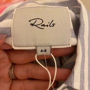 Rails Bermuda stripes button down shirt- toddler GIRLS size 4-5. Blue and white